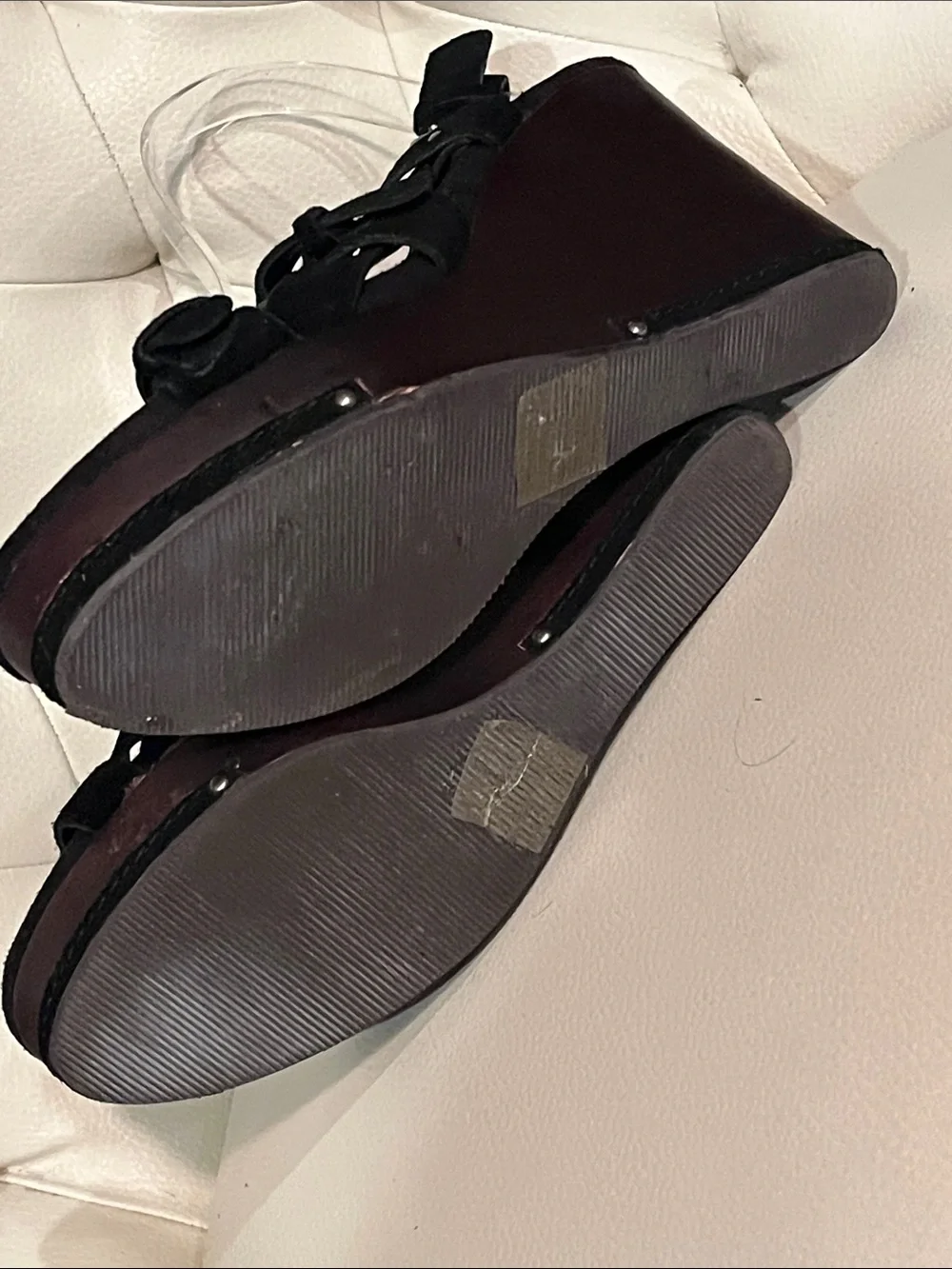 Bakers Black Suede Platform Wedge Sandals